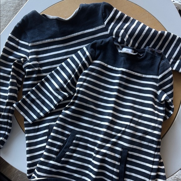 LeRedoute Striped Navy and White Long Sleeve fleece lined pocket Dress - Picture 9 of 9
